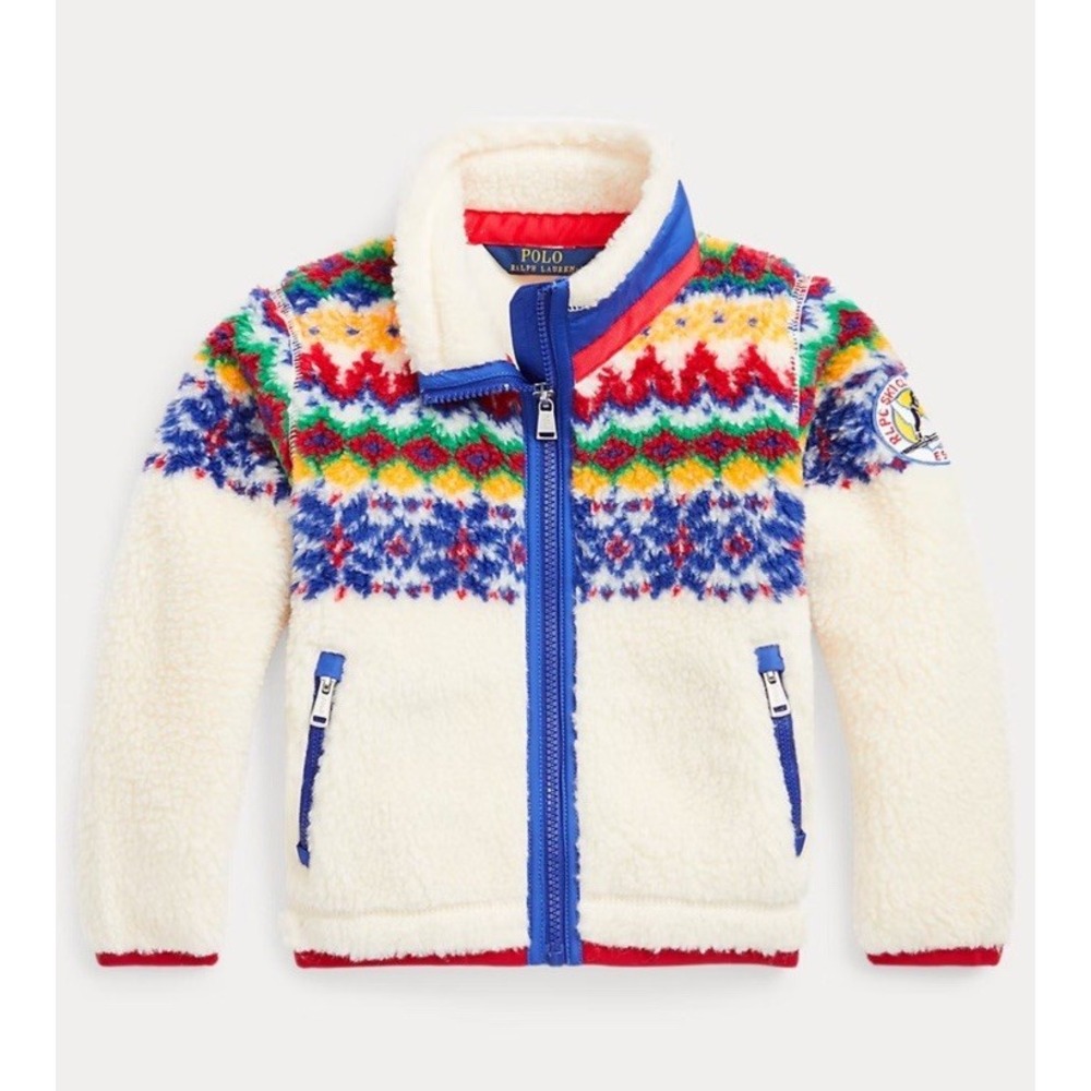 Girls Polo Ralph Lauren Fair Isle Teddy Fleece Ski Club Jacket L 12/14 Youth